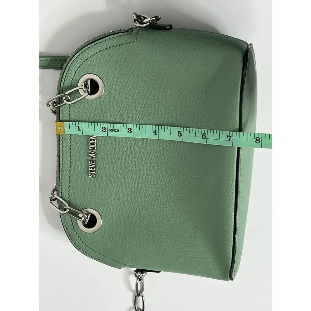 Steve Madden Sage Green Crossbody Bag Chain Detail Dome Purse Small Handbag